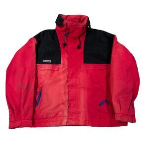 Vintage Columbia Jacket Full Zip Jacket Cropped Faded Distressed Size XL Red